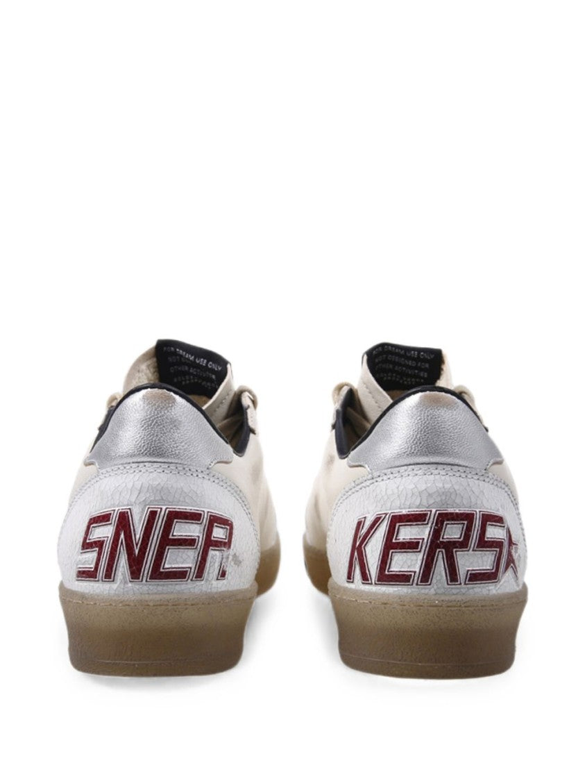 Golden Goose Cream Red Accent Silk Nylon Low-Top Sneakers