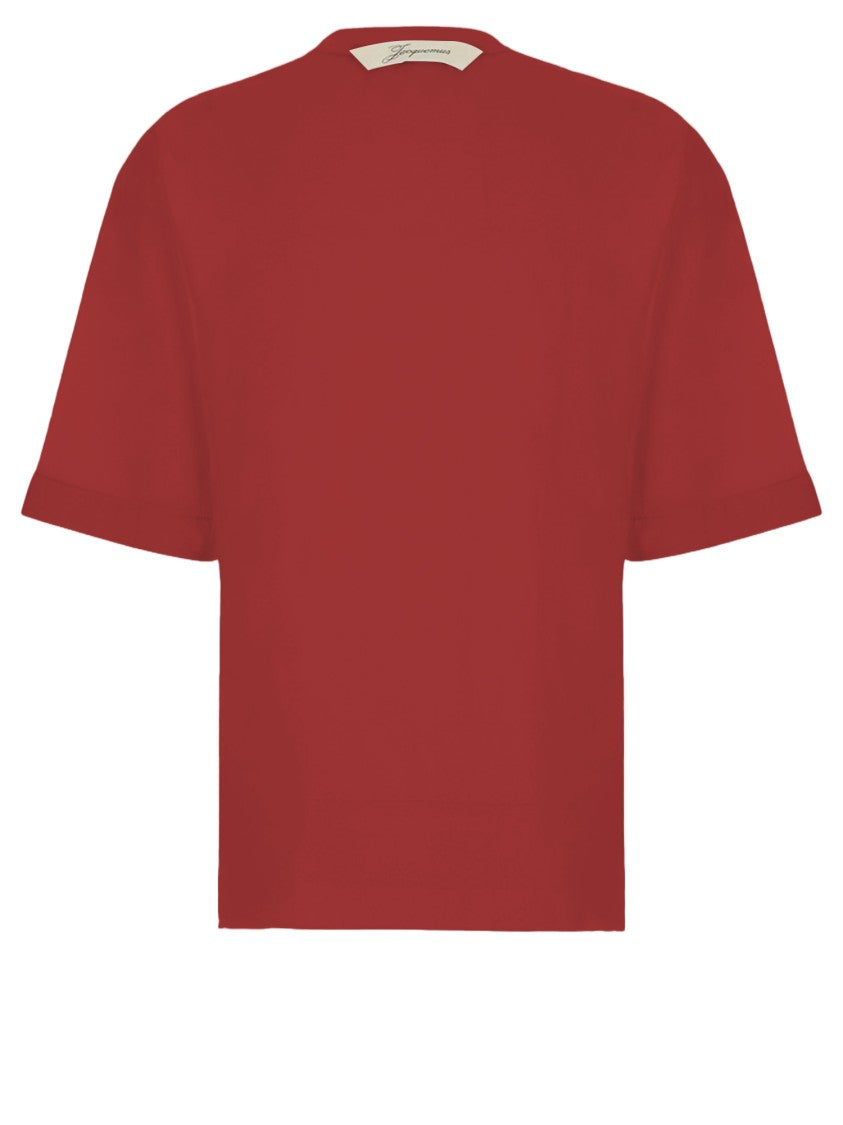 Jacquemus Red La Ventadou Paper-Blend T-Shirt
