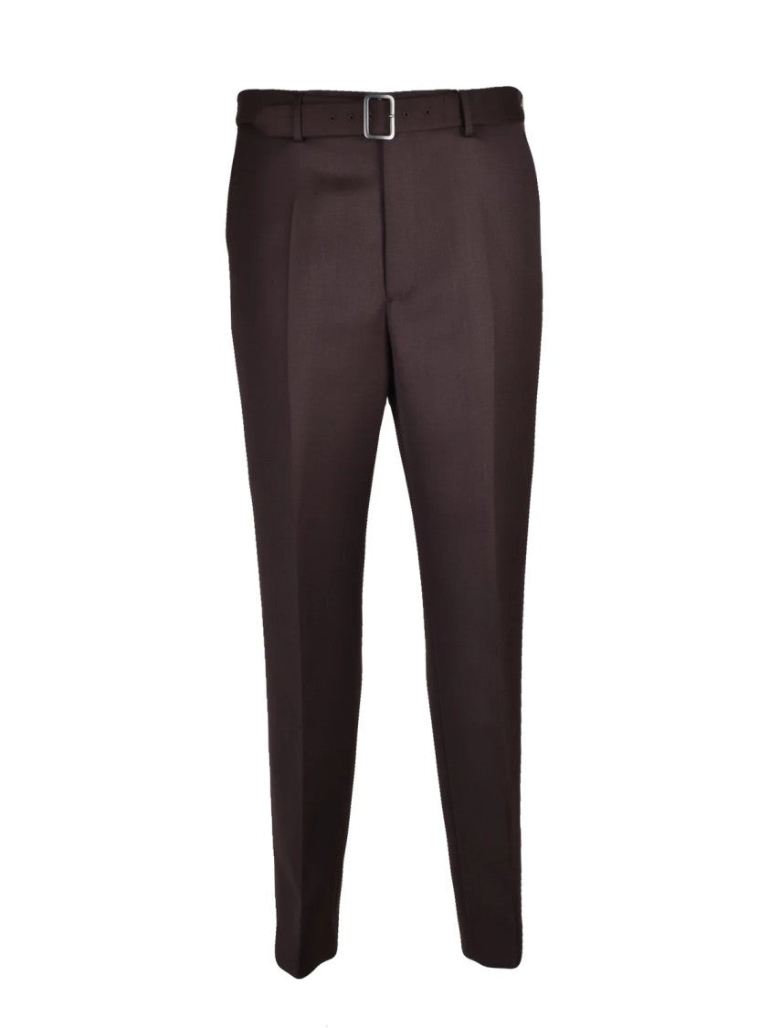 Mm6 By Maison Margiela Brown Virgin Wool-Blend Snap Formal Pants