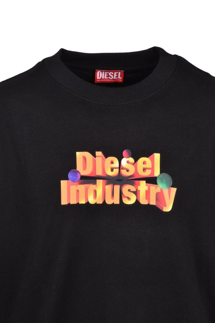 Diesel Black Cotton Men's Crew Neck Sweatshirt