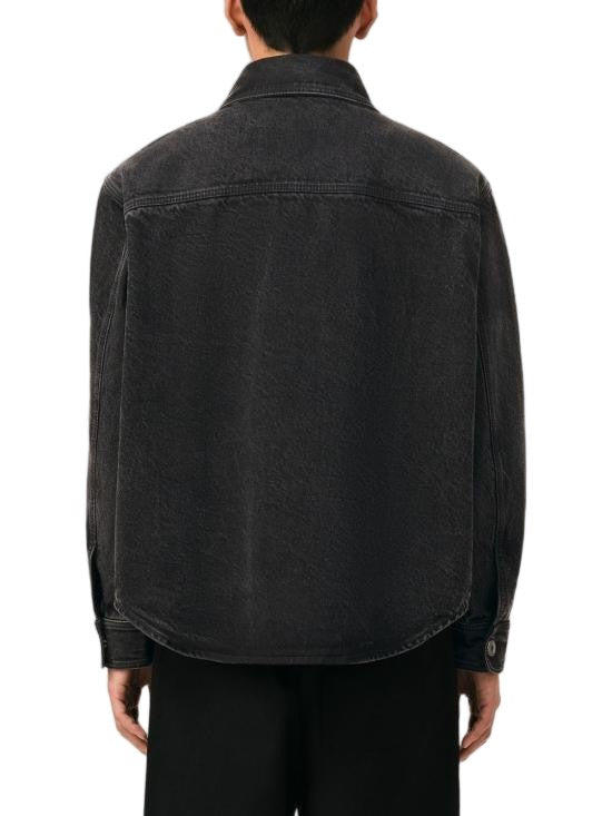 Ami Paris Tone-On-Tone Heart Logo Cotton Overshirt