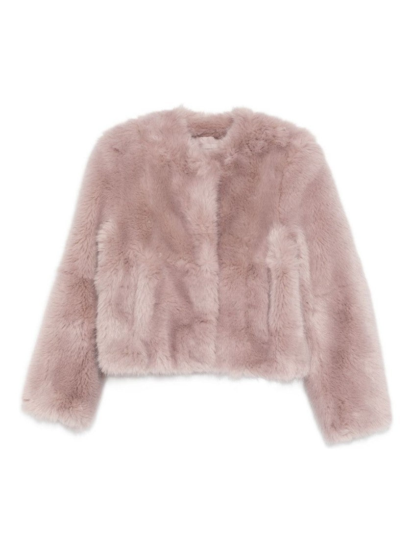 Stand Studio Cropped Faux Fur Jacket With Boxy Silhouette
