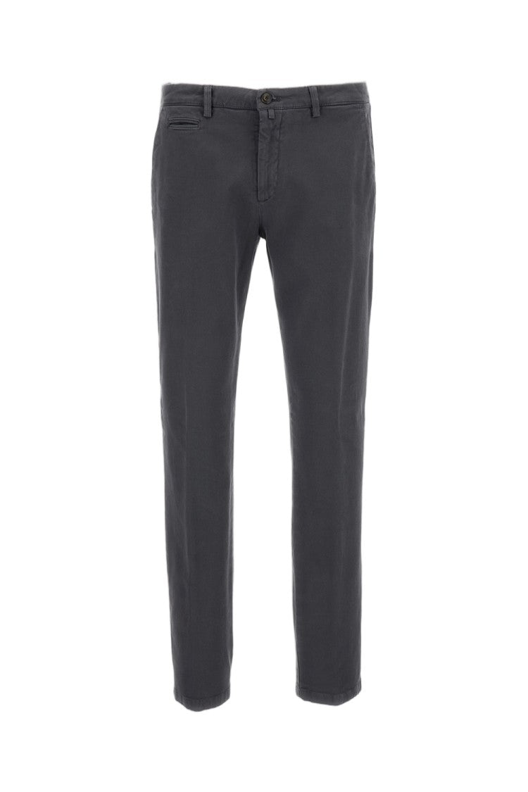 Briglia 1949 Grey Stretch Cotton Straight-Leg Pants