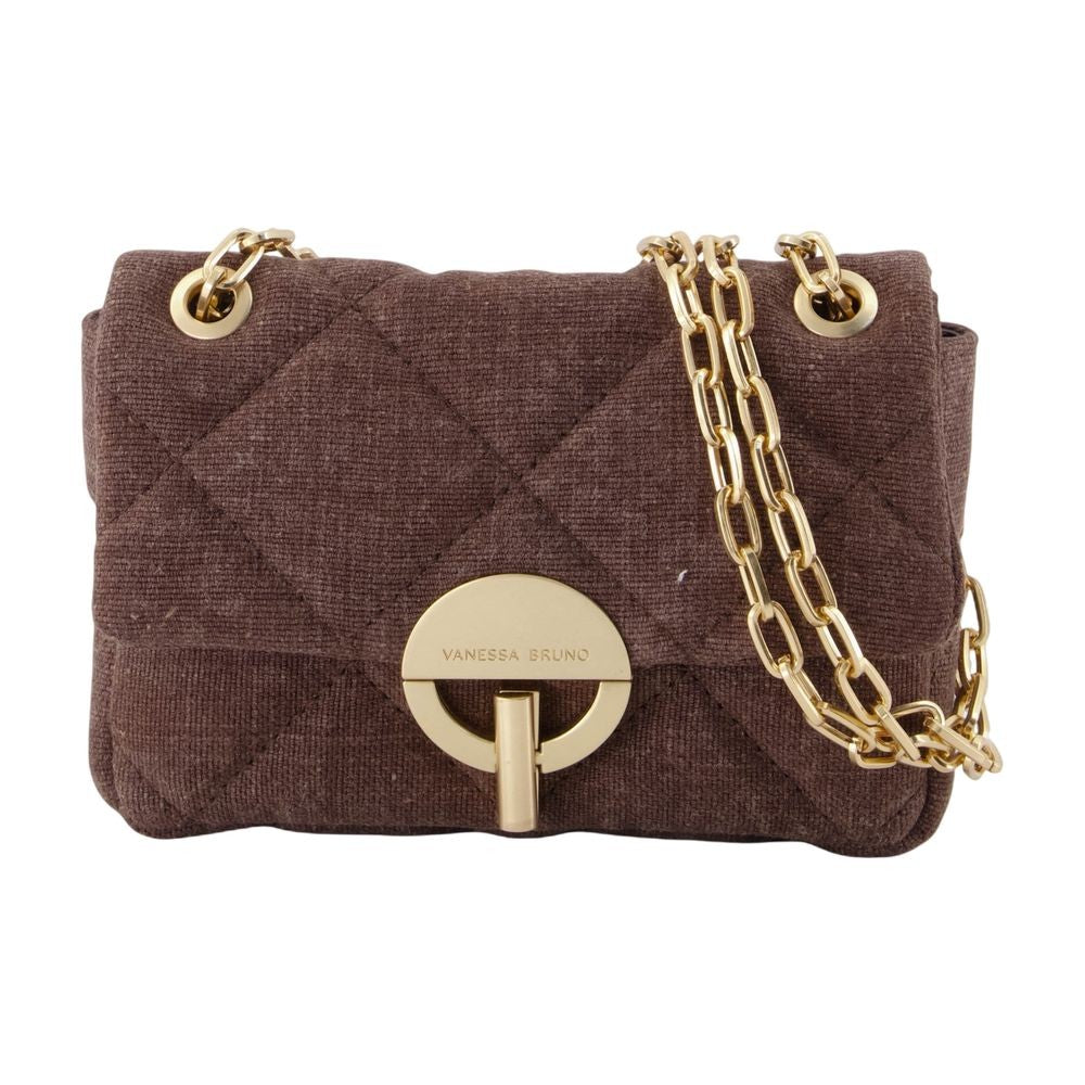 Vanessa Bruno Quilted Linen Nano Moon Shoulder Bag