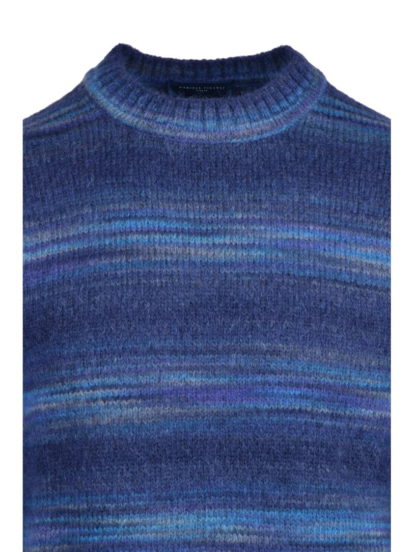 Daniele Fiesoli Crewneck Sweater With Horizontal Gradient In Blue
