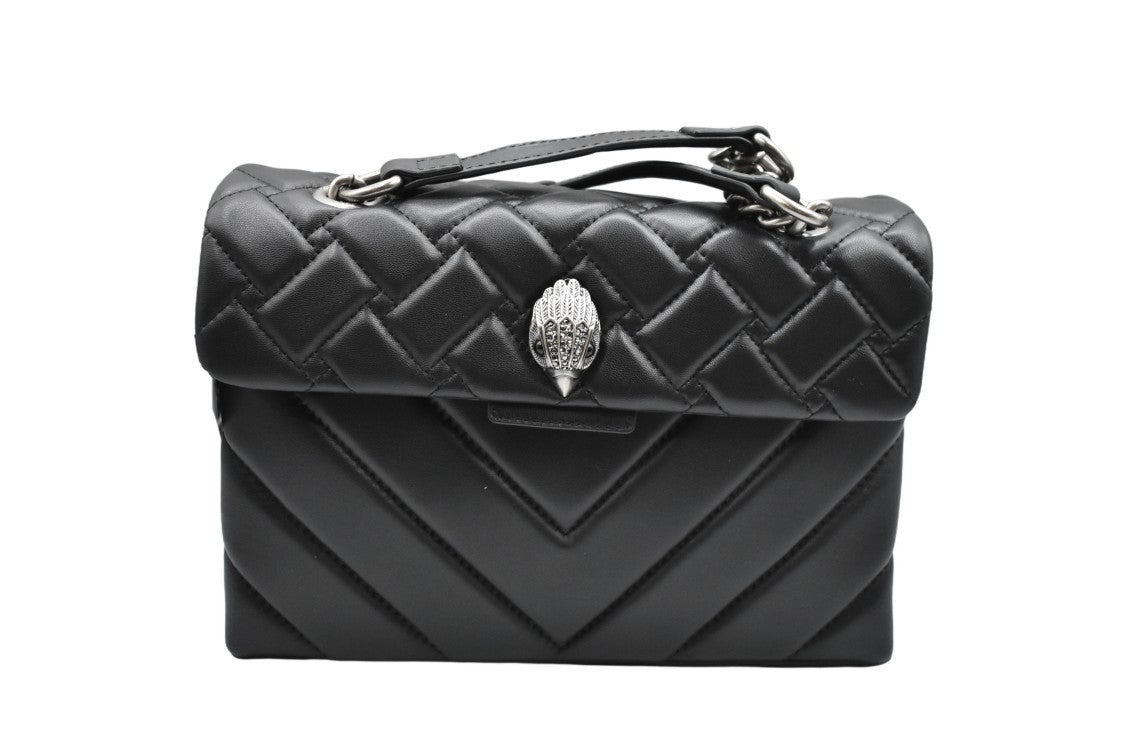 Kurt Geiger Quilted Black Handbag With Silver-Tone Clasp