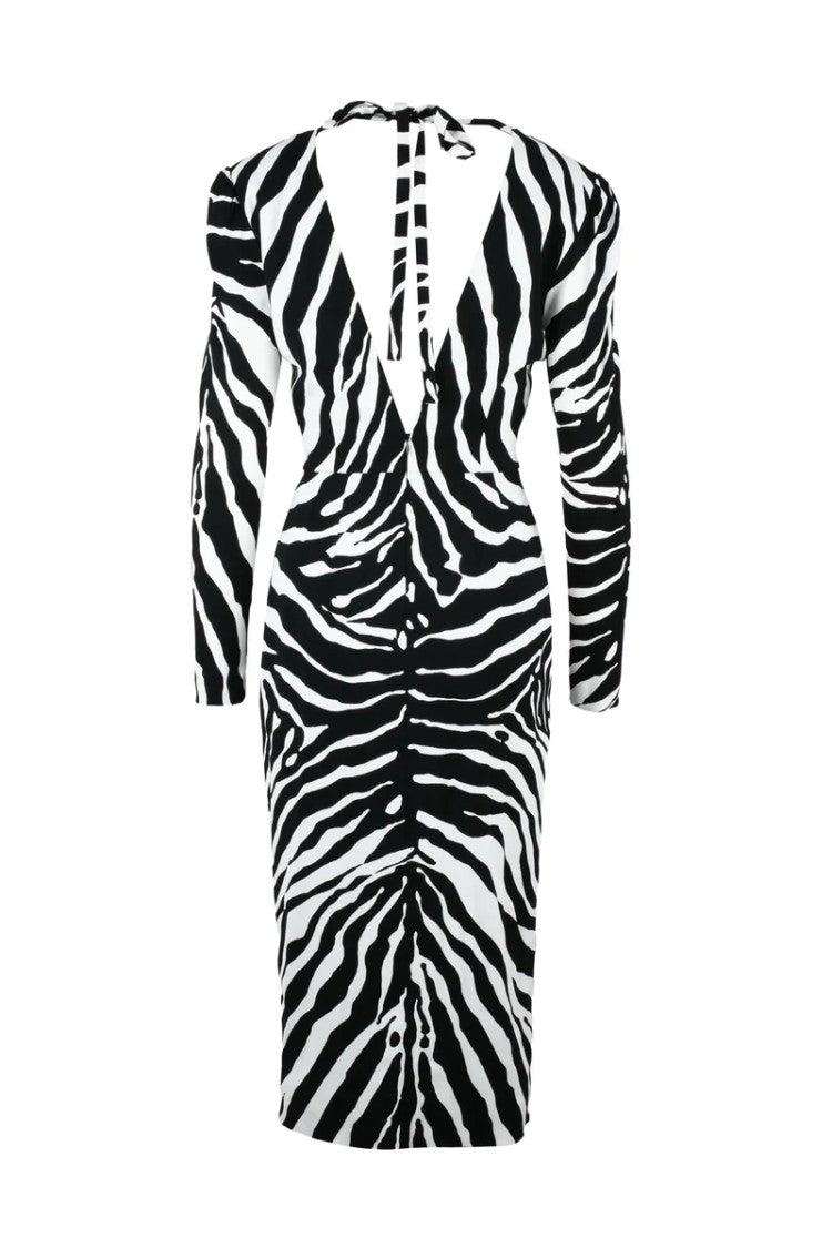 Dolce & Gabbana V-Neck Midi Dress - Black/White