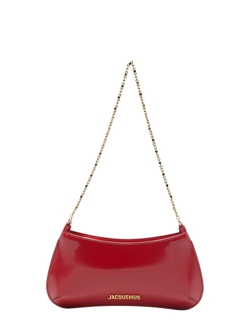 Jacquemus Red Leather Le Petit Bisou Chain Shoulder Bag