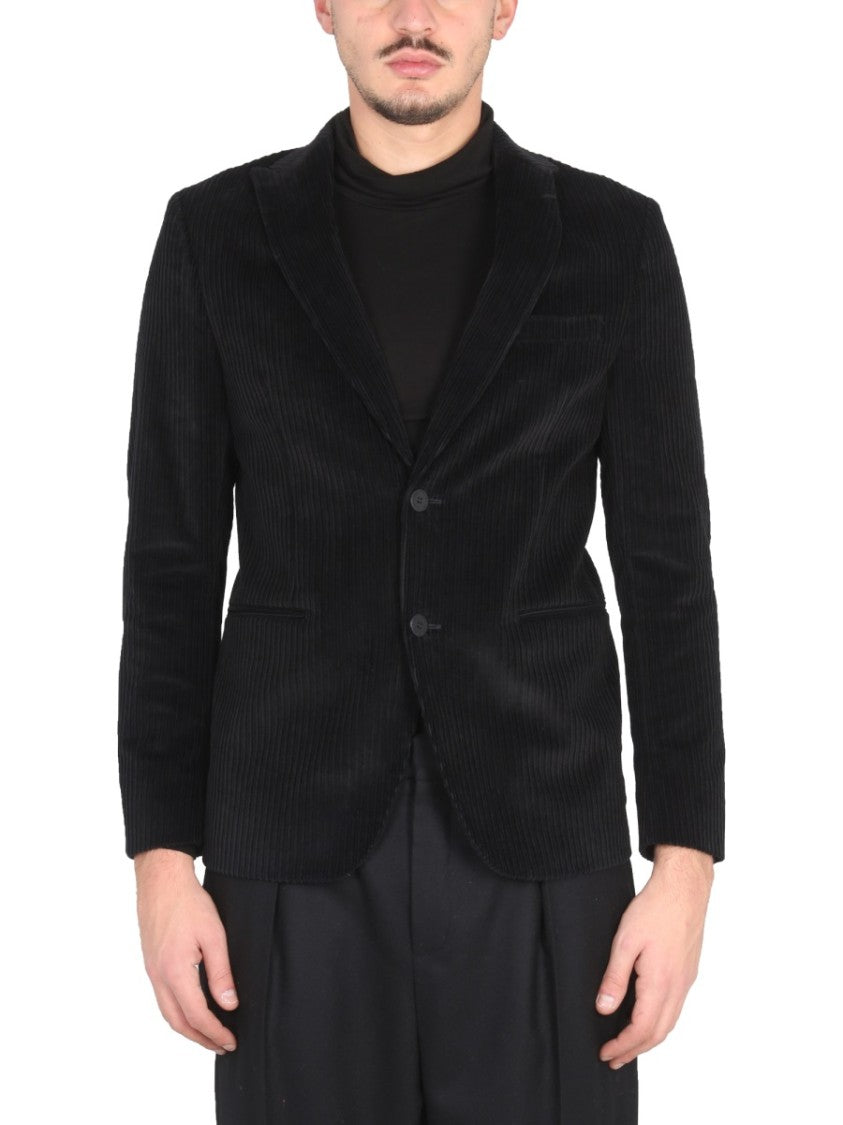 Tonello Single-Breasted Black Velvet Jacket