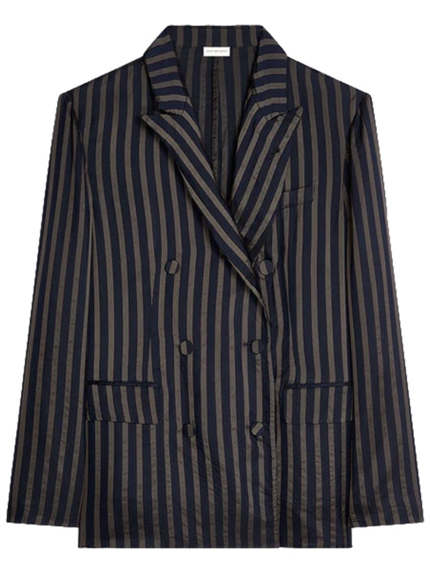 Dries Van Noten Balto Cupro Vertical Stripes Blazer