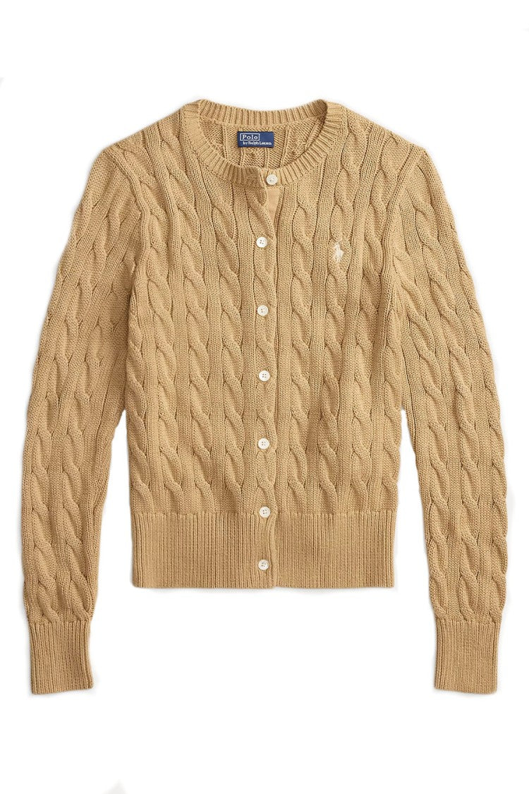 Polo Ralph Lauren Beige Cable-Knit Button-Front Cotton Cardigan