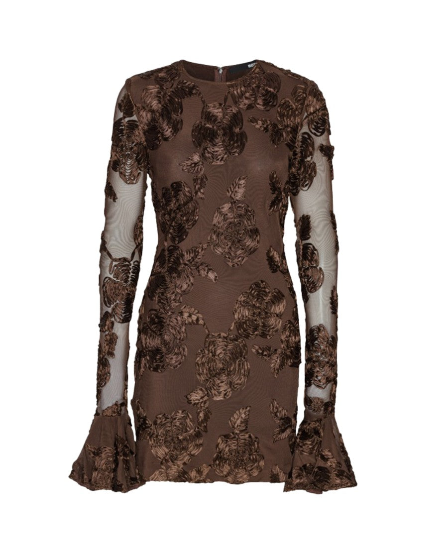 Rotate Fitted Mini Dress With Floral Embroidery