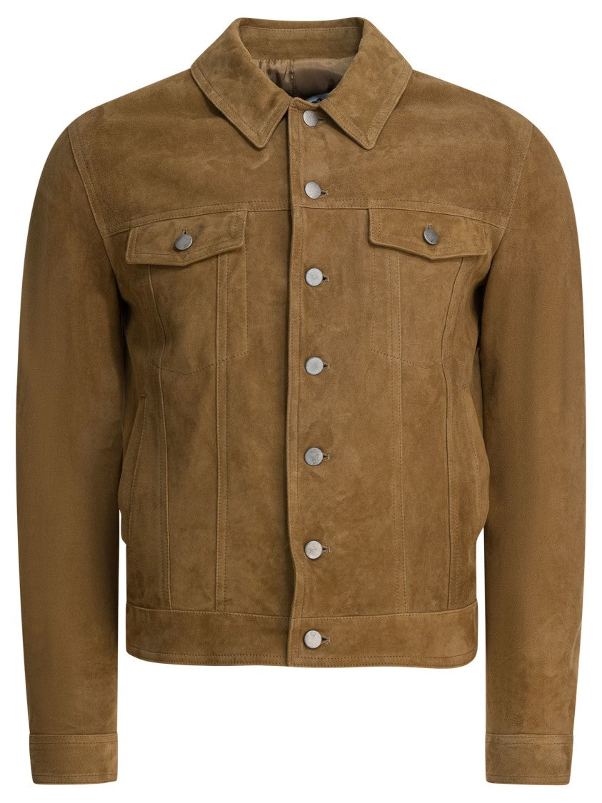 Altum Beige Cow Leather Jacket With Structured Collar