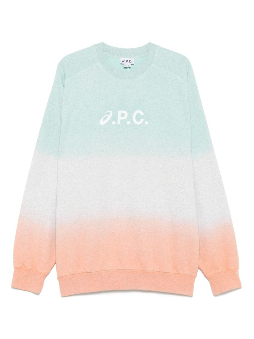 A.P.C. X Asics Dip Dye Crew Neck Sweatshirt With Bold Logo