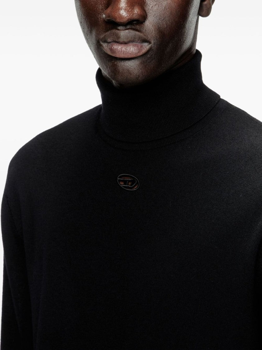 Diesel Fitted Black Turtleneck Sweater