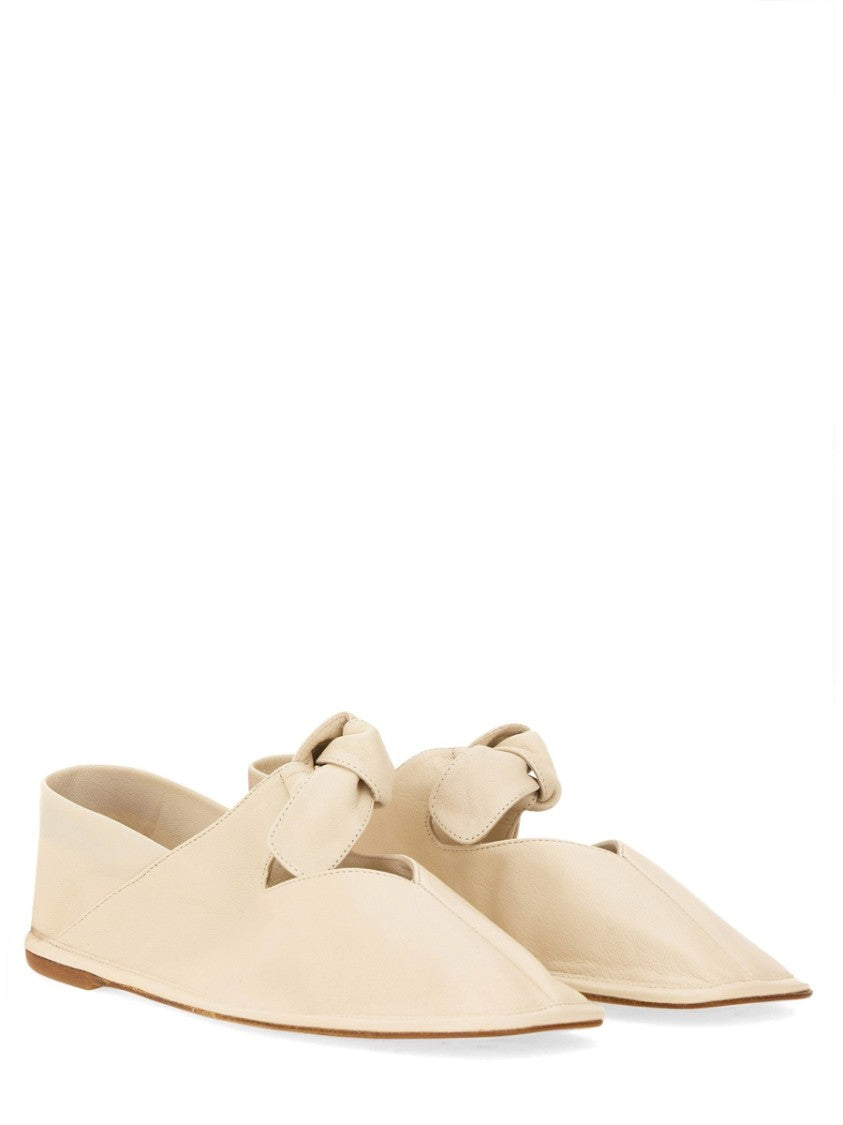 Hereu Neutrals Llasada Pointed Knotted Strap Flats