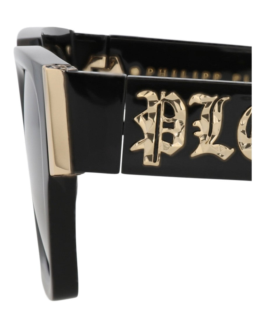Philipp Plein Square-Frame Acetate Sunglasses With Gold Accents And Saddle Nose Bridge