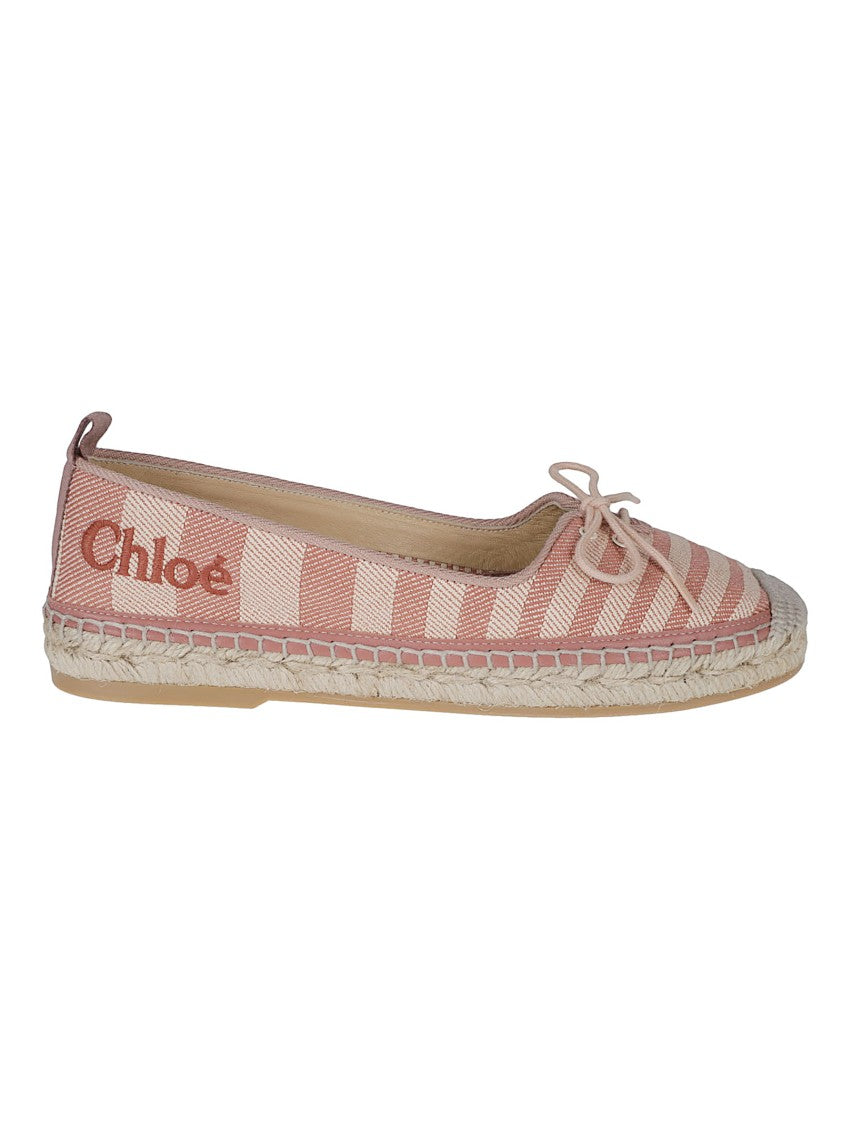 Chloé Multicolor Canvas Striped Espadrilles Flats