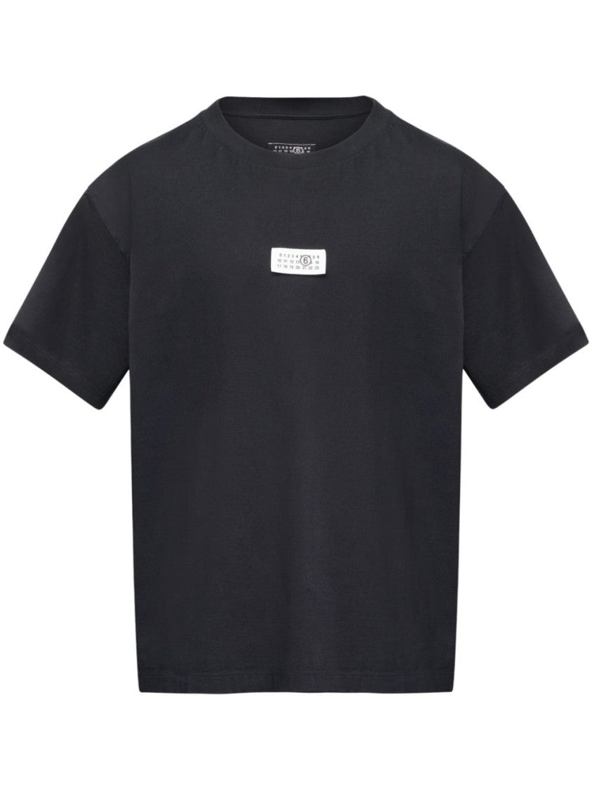 Mm6 By Maison Margiela Relaxed-Fit Black Cotton T-Shirt With Front Logo Patch