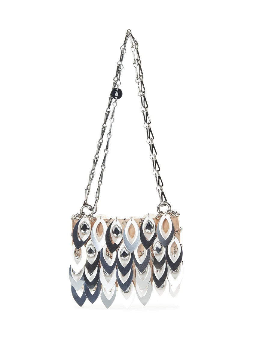 Rabanne Shoulder Bag With Silver Leaf Sequins And Crystals