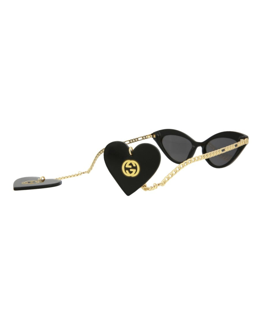 Gucci Cat Eye-Frame Acetate Sunglasses With Gold-Tone Chain Temples