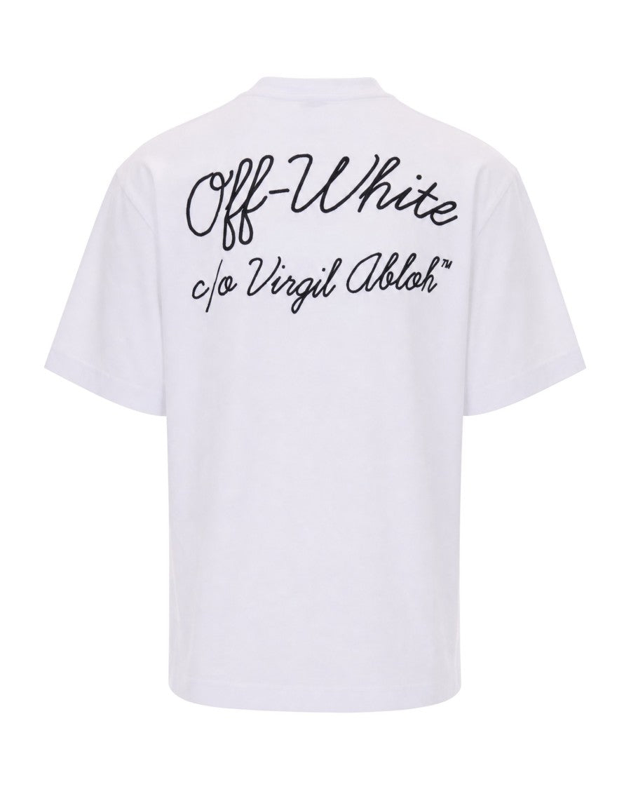 Off-White White Cotton Embroidered Oversized T-Shirt