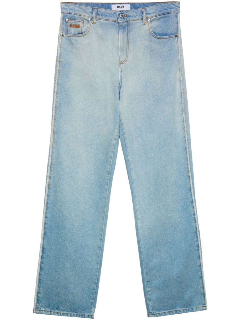 Msgm Wide-Leg Washed Denim Jeans