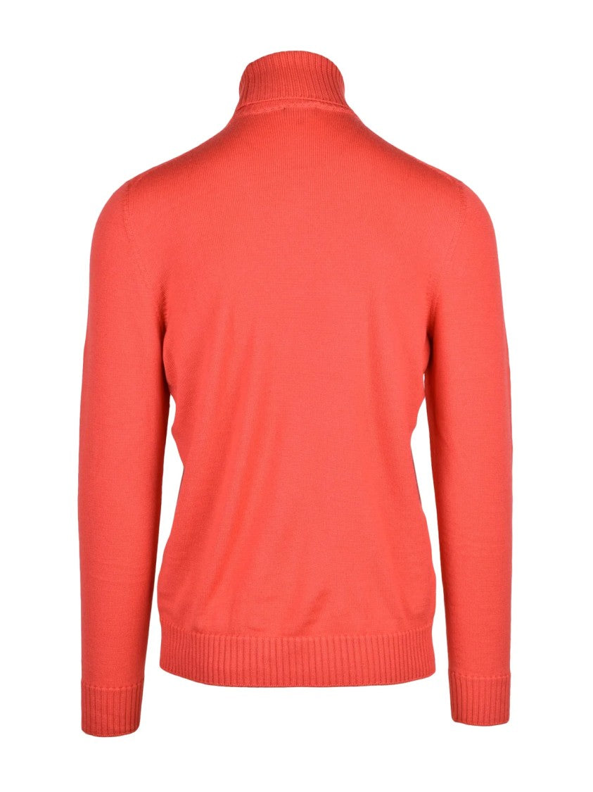Drumohr Red Extrafine Merino Wool Turtleneck Sweater