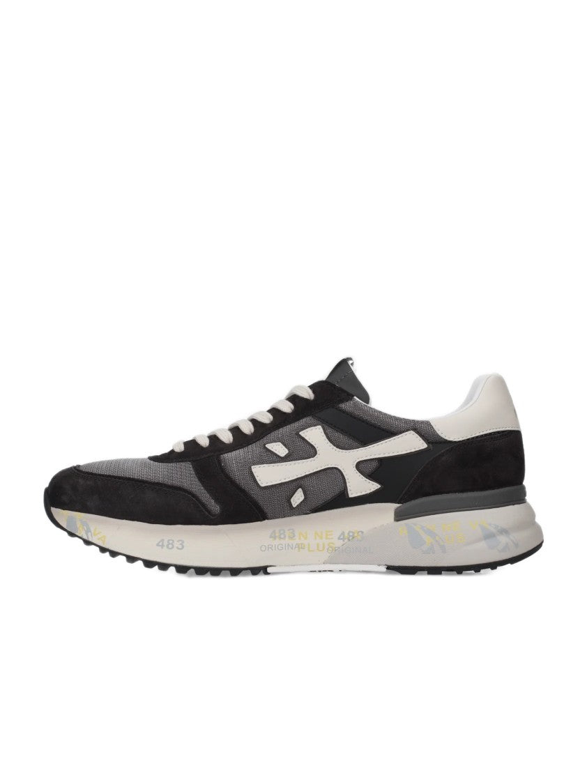Premiata Low-Profile Dark Grey Sneakers With Suede And Mesh Textures