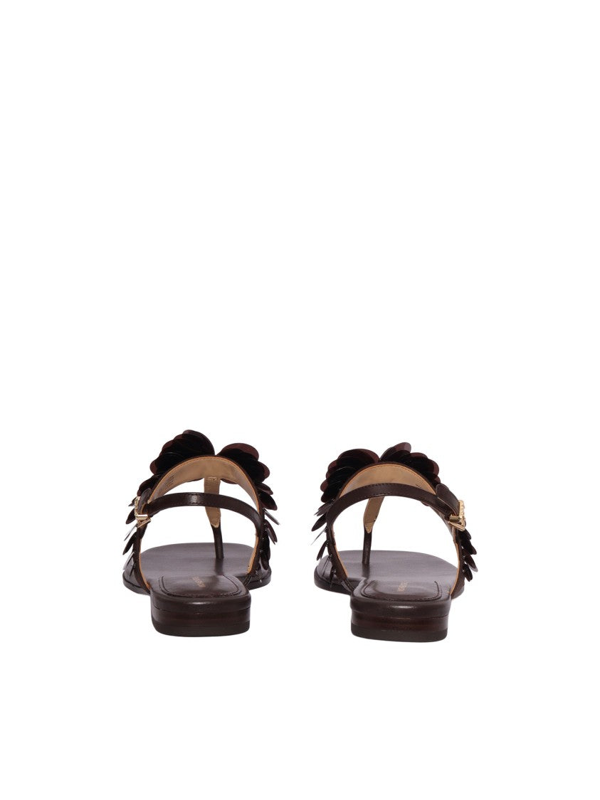 Michael Kors Black Loretta Ruffled Thong Sandals