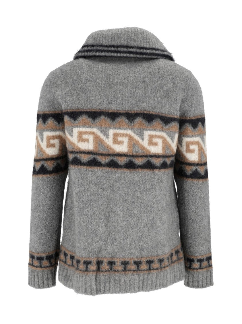 Borgo Asolo Geometric Pattern Textured Knit Jacket