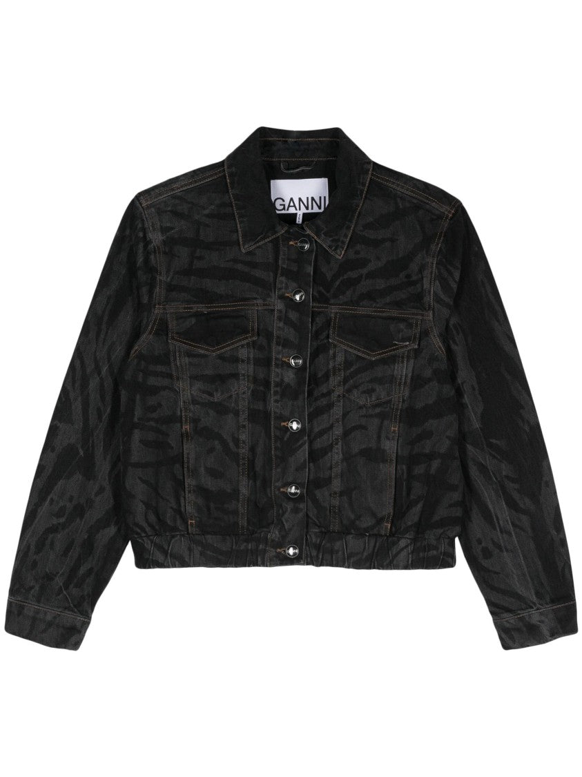 Ganni Lazer Denim Bomber Jacket