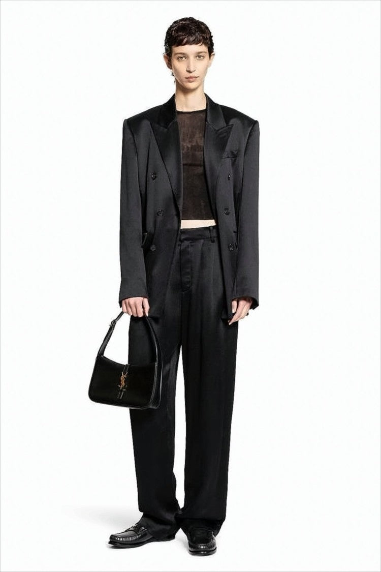 Saint Laurent Fitted Semi-Sheer Black Knit Top