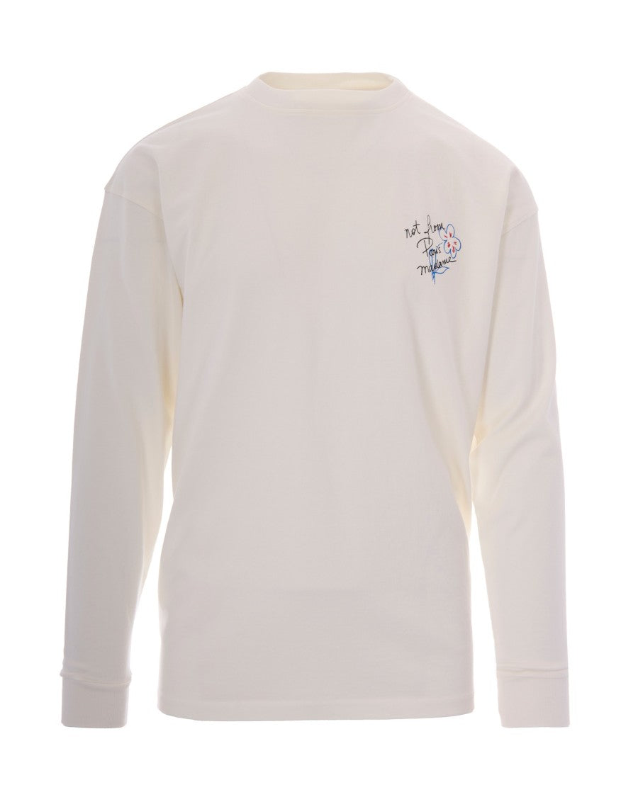 Drôle De Monsieur Long-Sleeve T-Shirt With Esquisse Slogan And Ribbed Collar
