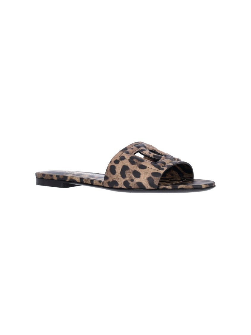 Dolce & Gabbana Leopard Print Strap Flat Sandals