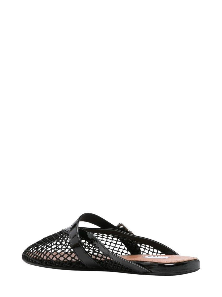 Alaïa Black Pointed Toe Mesh Buckled Ballet Flats