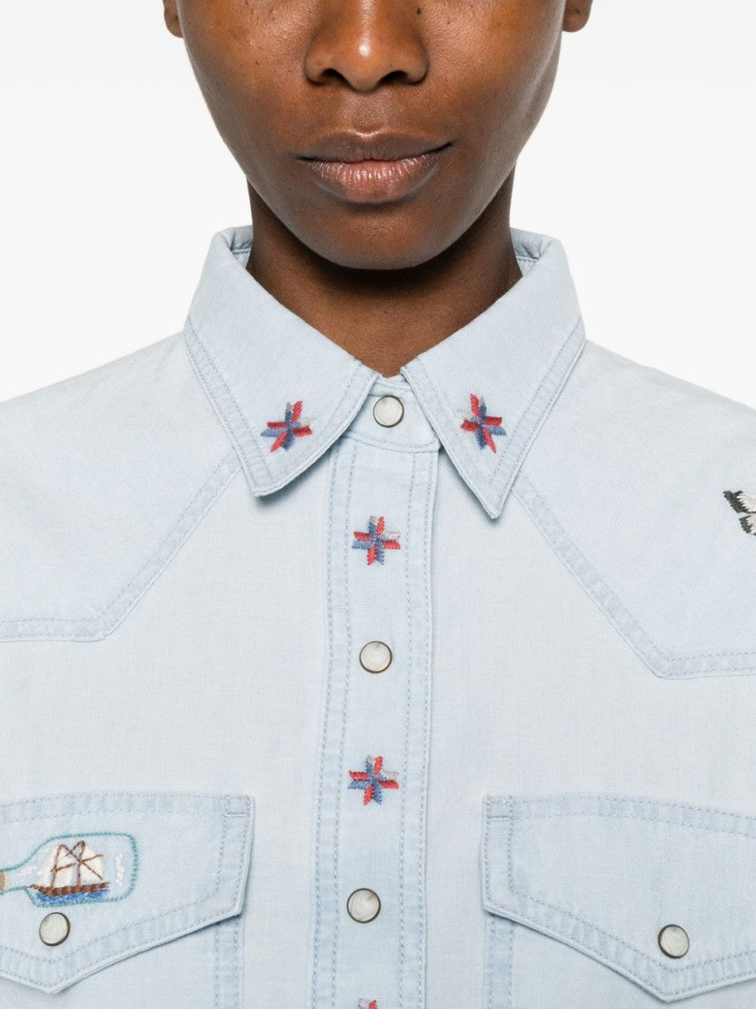 Filson Light Blue Embroidered Denim Shirt