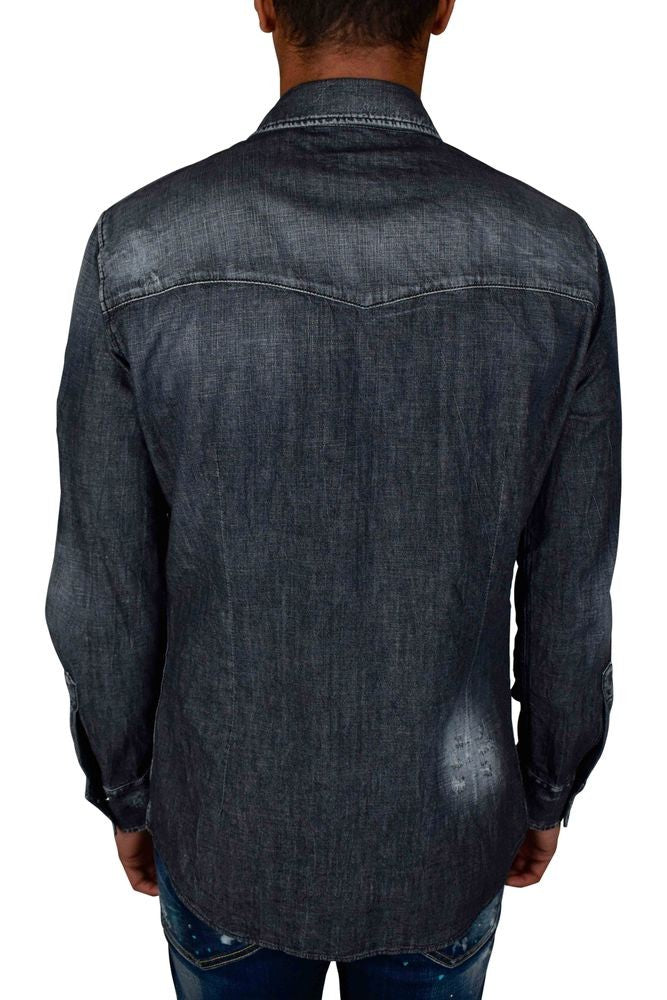 Dsquared2 Black Cotton Denim New Western Shirt