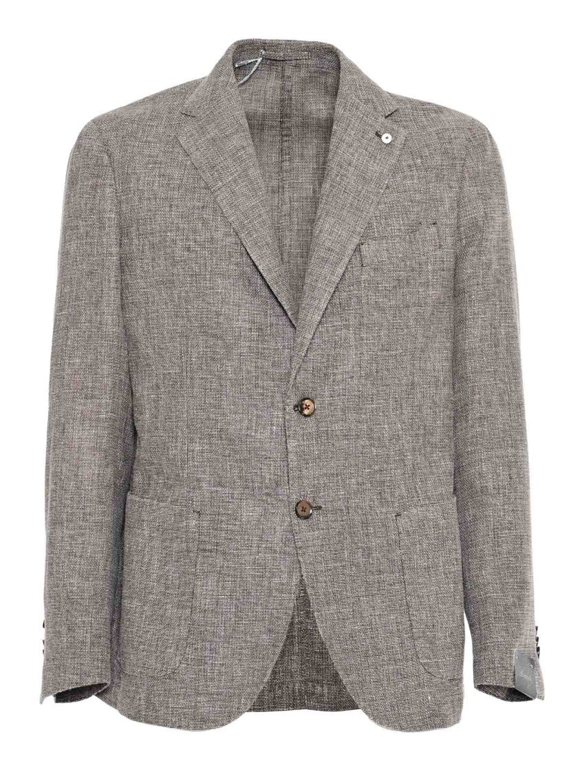 Luigi Bianchi Tailored Textured Jacket With Subtle Check Pattern