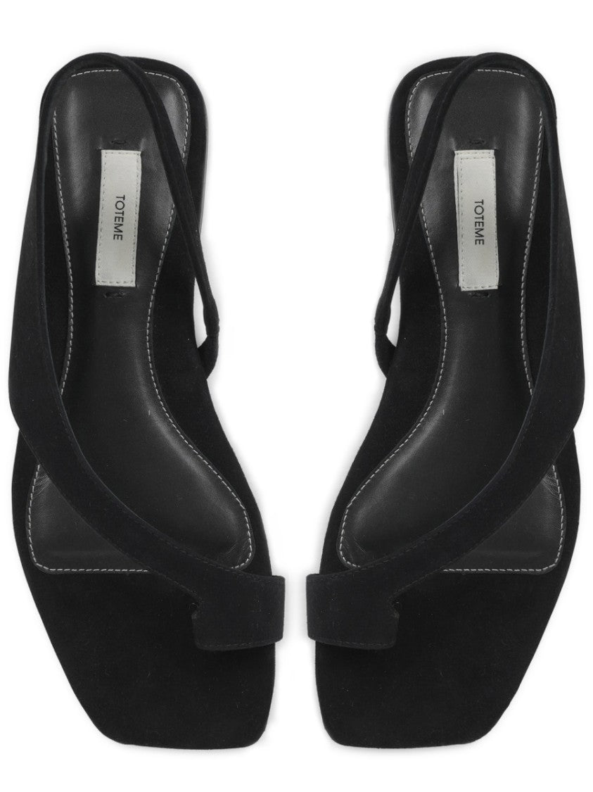 Totême Sleek Suede Sandal With Unique Toe Loop Strap