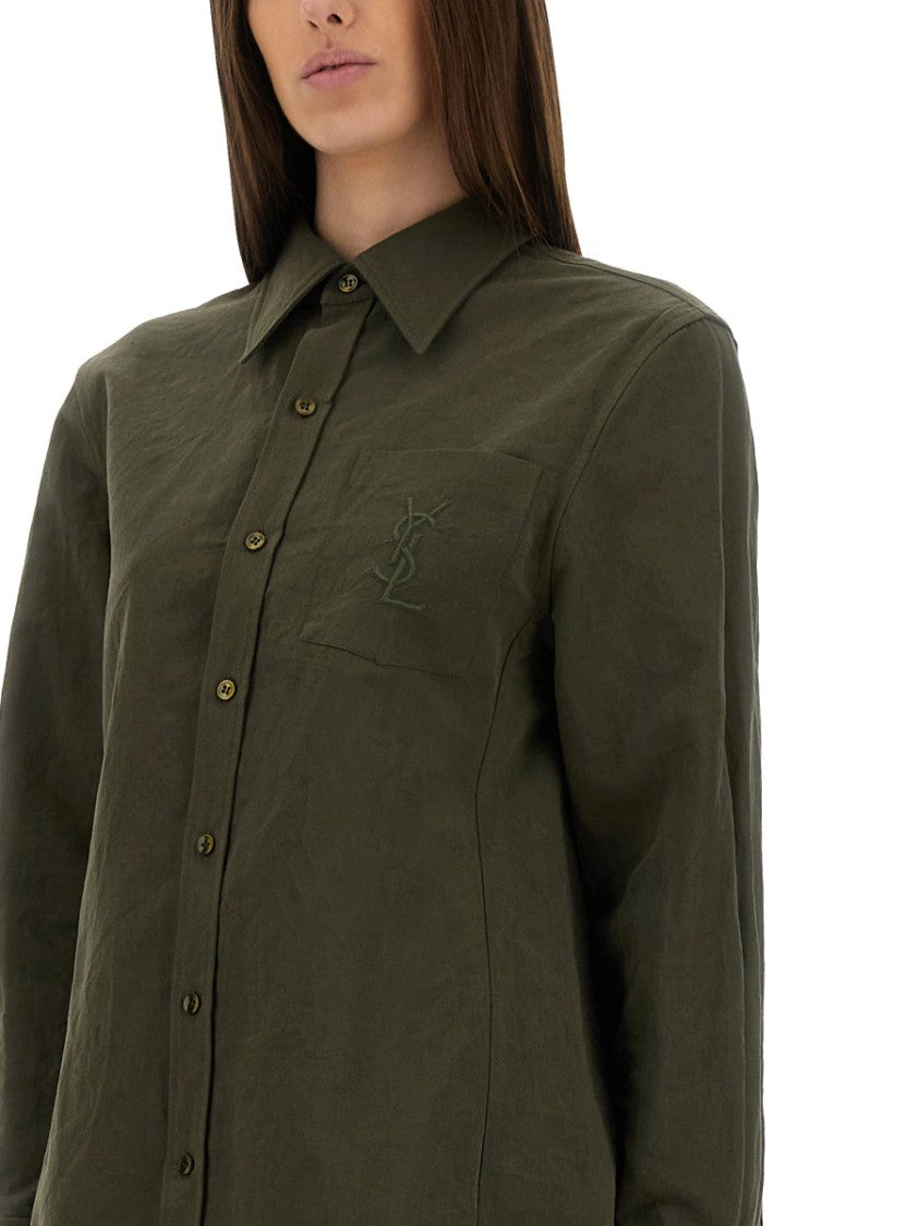 Saint Laurent Linen And Cotton "Cassandre" Shirt