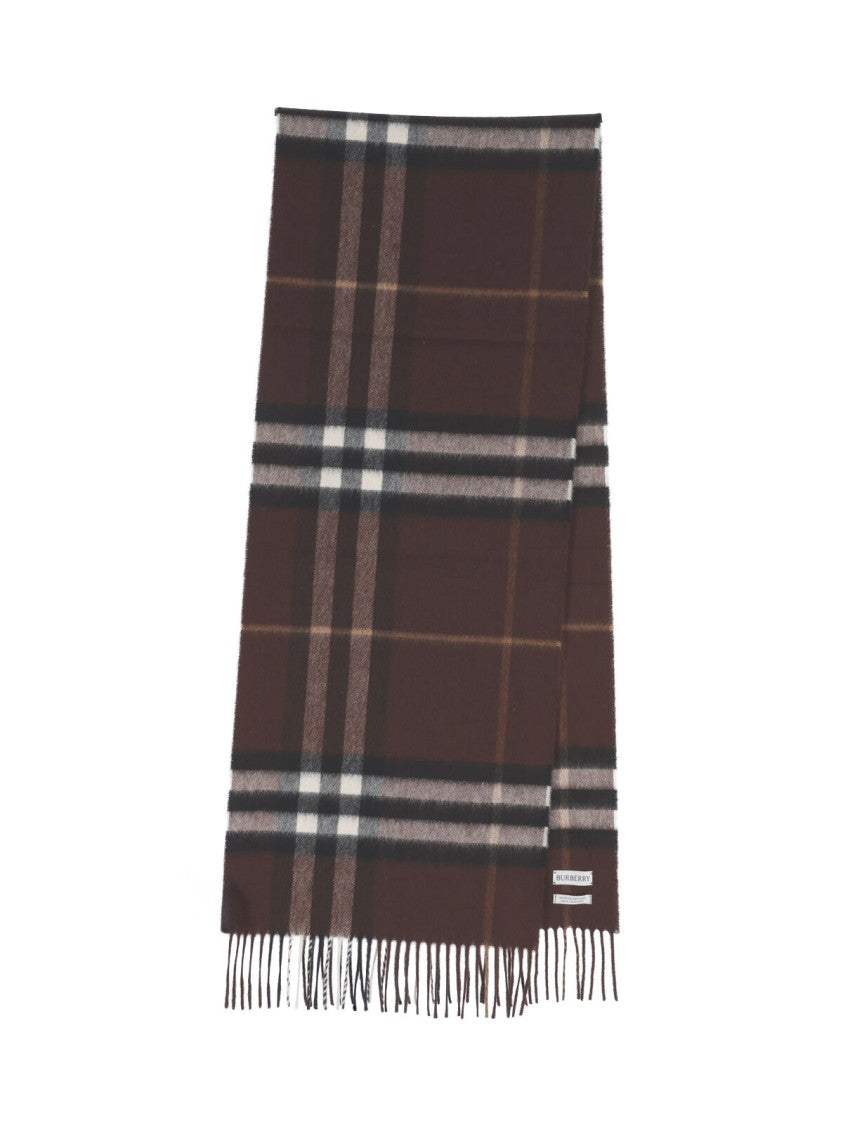 Burberry "Check" Scarf, In Brown Brushed Cashmere