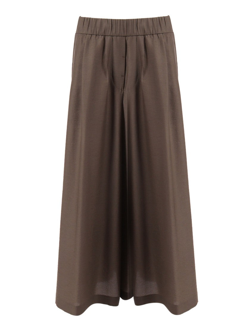 Peserico Wide-Leg Trousers With Elastic Waistband And Front Pleats