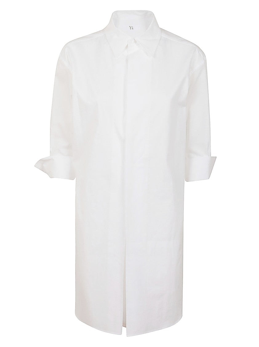 Yohji Yamamoto Relaxed White Cotton Shirt With Button-Down Front