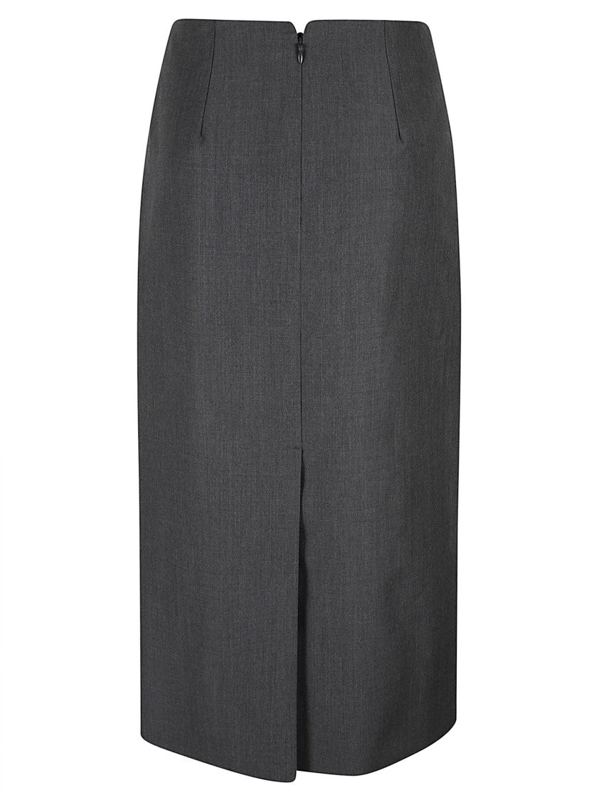 Jil Sander Tailored Midi Skirt With Subtle Back Slit And Concealed Zipper