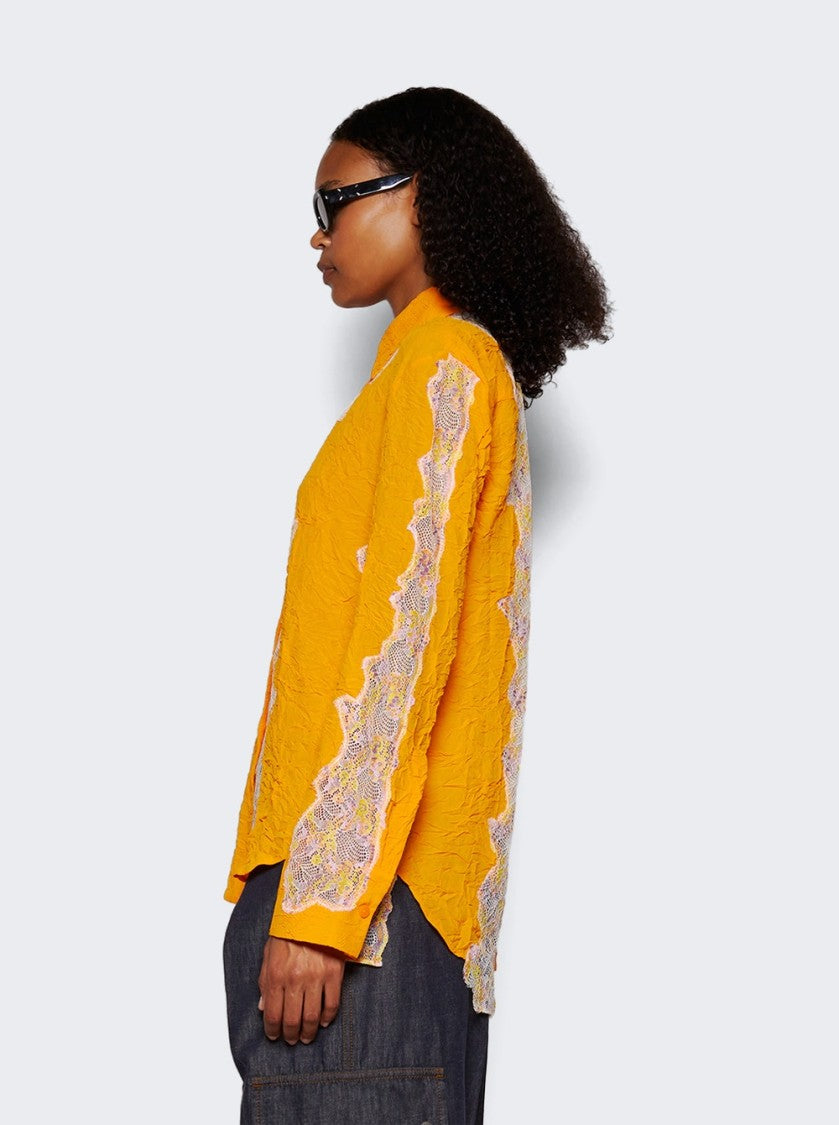 Christopher Esber Crimped Lace Shirt Orange