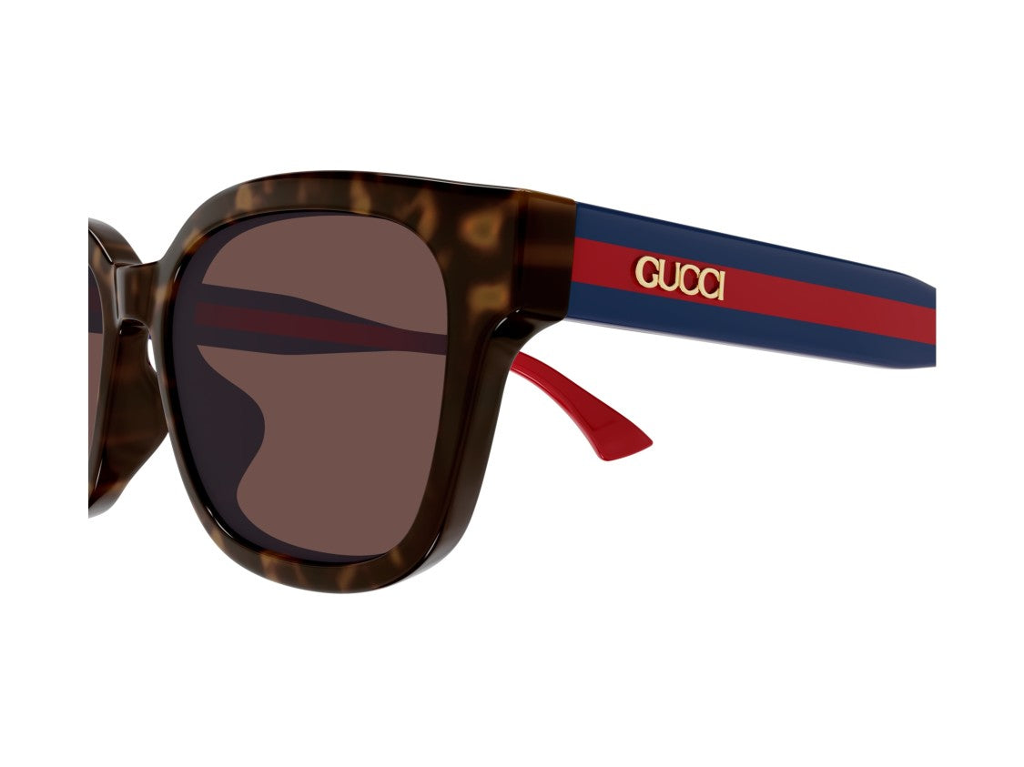 Gucci Gold Gg1872sk Striped Tortoiseshell Square Sunglasses