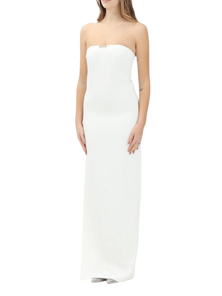 Elisabetta Franchi White Polyester Elastane Long Dress