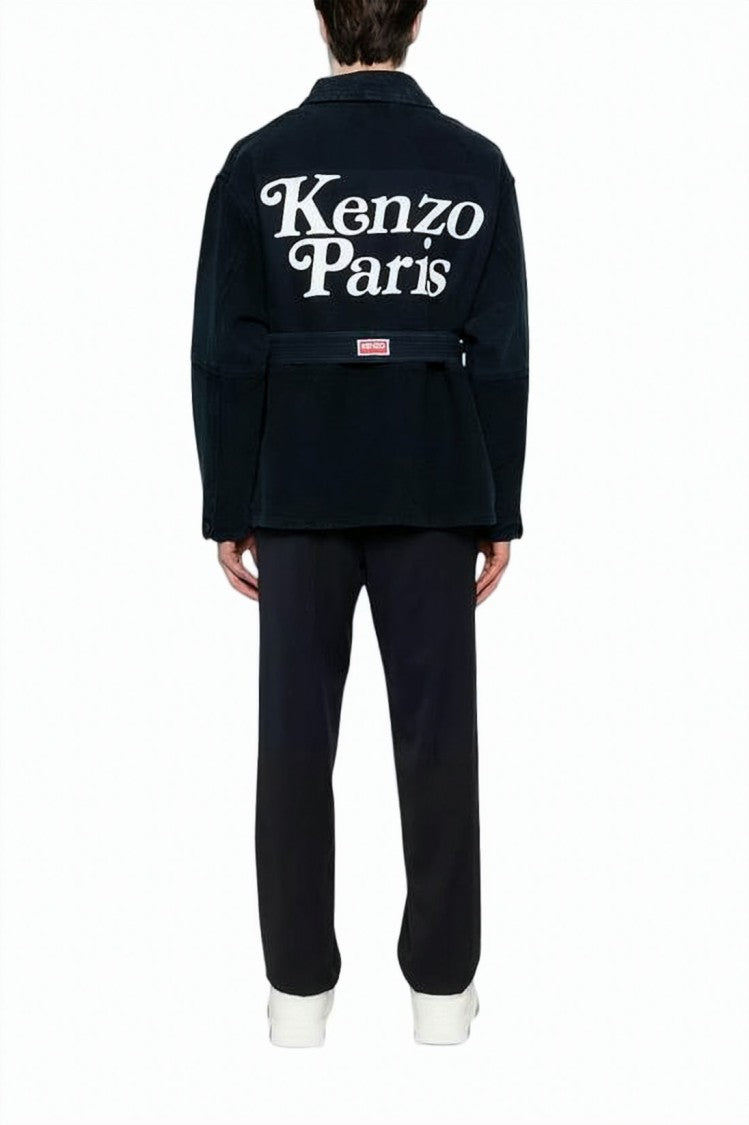 Kenzo Boxy Fit Casual Jacket With Wrap-Around Belt And Logo Detail