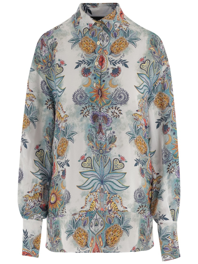 Just Cavalli Viscose Shirt With Intricate Botanical Print